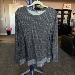 J.Jill black/gray long sleeve round neck Top. Size Large